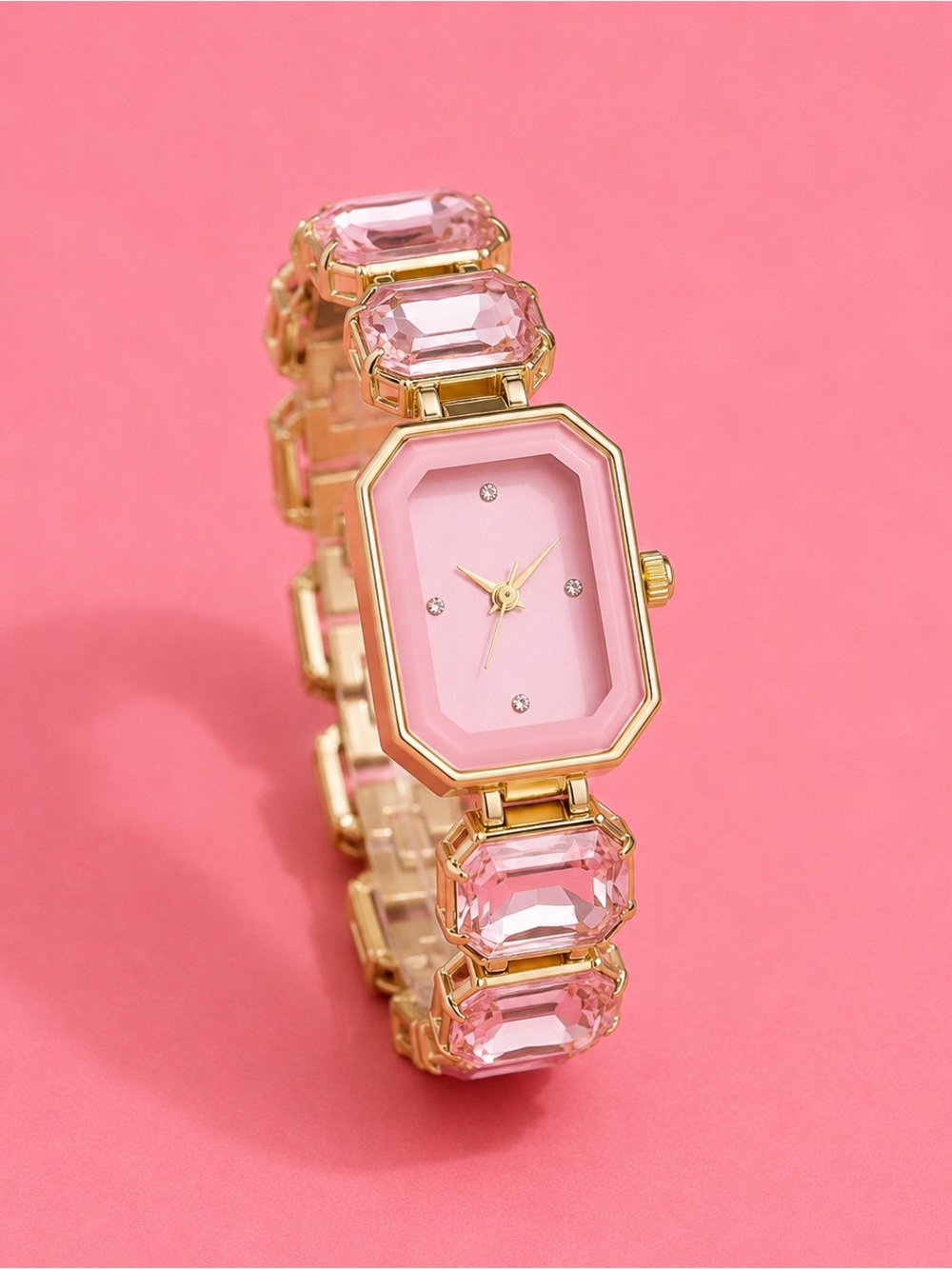 Rose Elegance Gem Timepiece Bracelet Watch